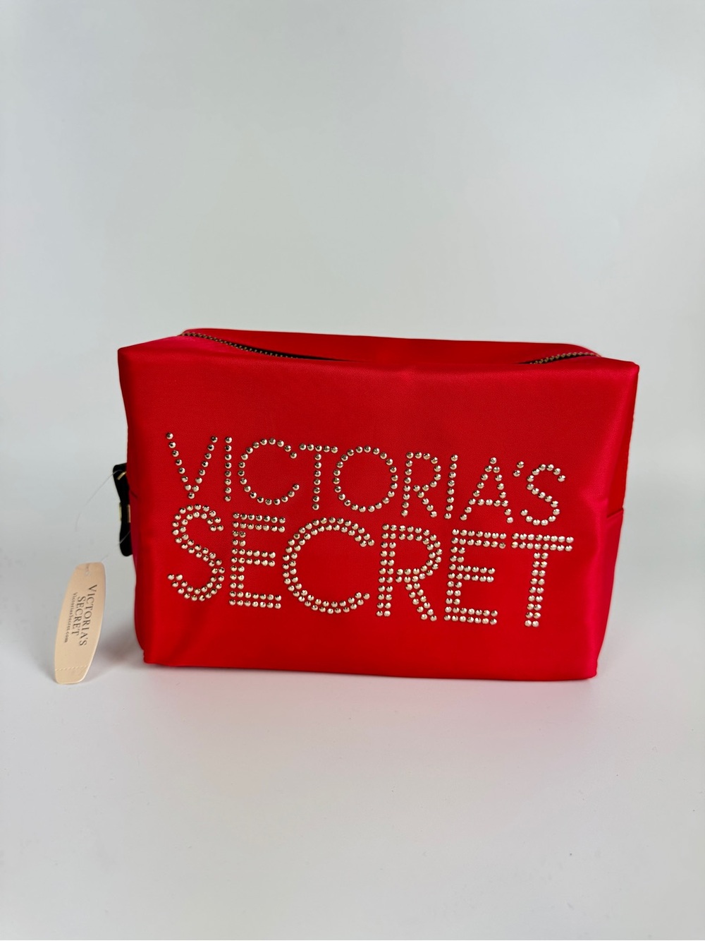 Victoria's Secret Red Satin Cosmetic Pouch Makeup Bag
